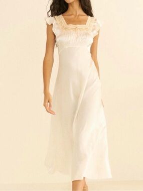 NWT Doen Corina Silk Dress in Salt